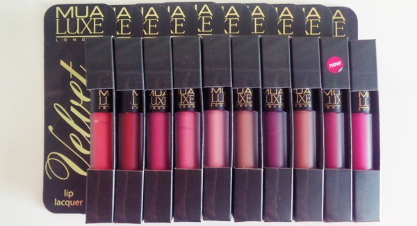 MUA Luxe Velvet lip lacquers - swatches (όλες οι αποχρώσεις)