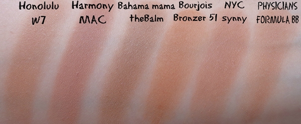 summer bronzers matte swatches