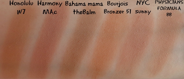 summer bronzers matte swatches