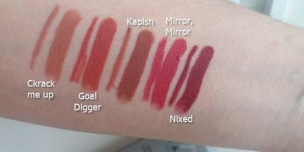 Crack me up, Goal Digger, Kapish, Mirror mirror, nixed swatches colourpop